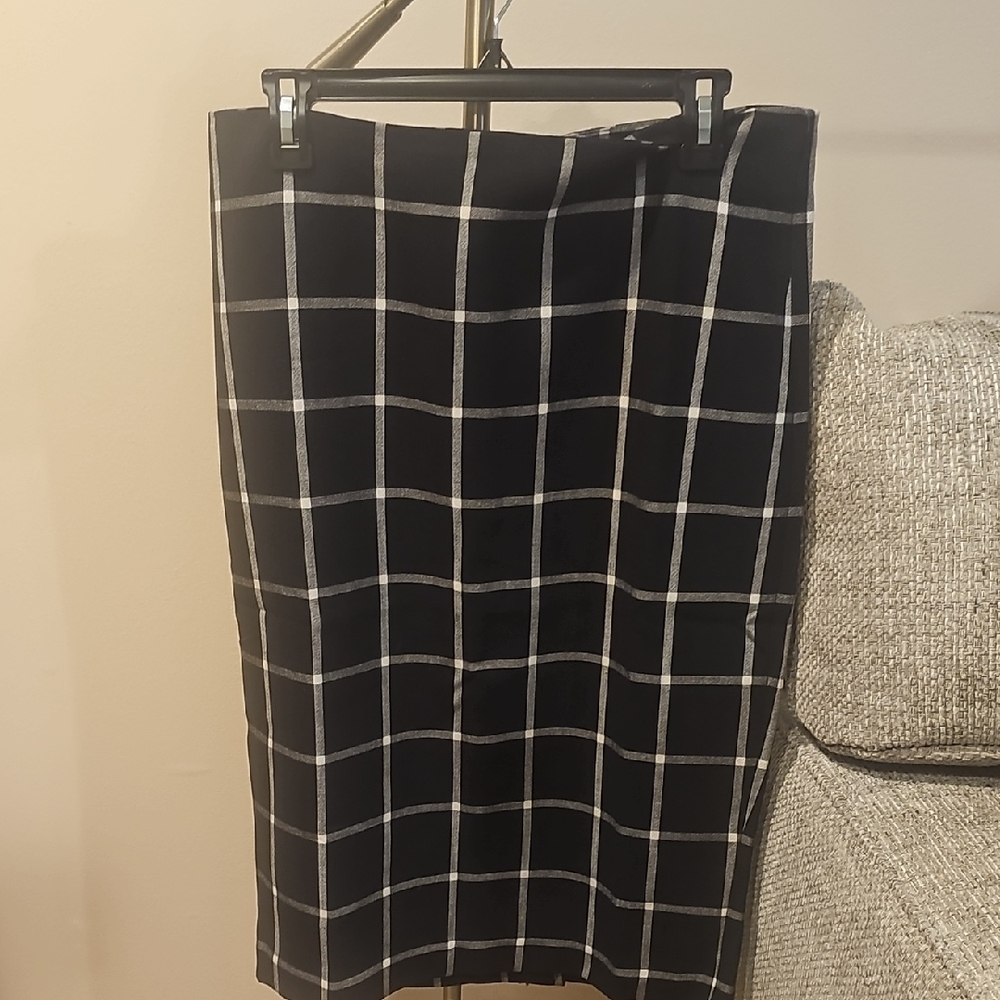Catherine Malandrino Black and White Grid Pencil Skirt